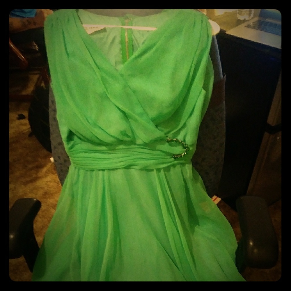 Miss Elliette Mint Chiffon Cocktail Dress